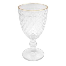 Taça Para Água Vidro Filete Dourado Havan Casa 320Ml - Transparente