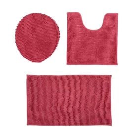 Tapete Banheiro 3Pcs Dobby - Rosa