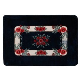 Tapete Sevilha Antiderrapante 60X90cm Solecasa - Floral Azul