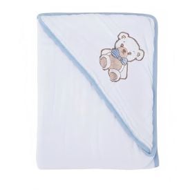 Toalha com Capuz de Canto Soft 80X80cm Havan Baby - Urso Azul