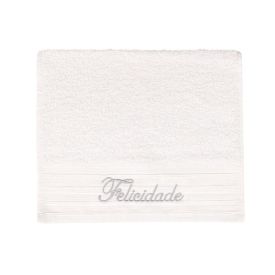 Toalha de Lavabo Bordada Desejos Havan Casa - Off White Felicidade