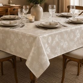 Toalha de Mesa 1,35 X 2,10M Elegance Havan Casa - Folhas Bege