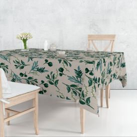 Toalha de Mesa 1,40 X 1,40 m Estampada Havan Casa - Ervas Verdes Linho