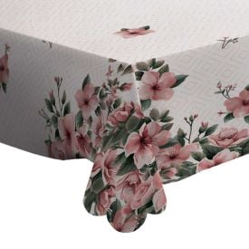 Toalha de Mesa 1,40 X 1,40 m Estampada Havan Casa - Floral Rosa Centro
