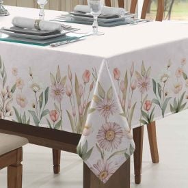 Toalha de Mesa 1,40X2,10M Clean Renova Döhler - Flores Salmão