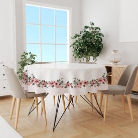 Toalha de Mesa 1,50M Redonda Estampada Havan Casa - Floral Rosa