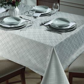 Toalha De Mesa Retangular 1,40X1,40 Cm Requinte Döhler - Prata