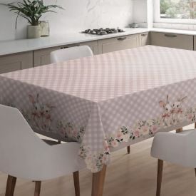 Toalha de Mesa P&aacute;scoa Estampada 1,40X1,40 m Havan Casa - Coelho La&ccedil;o Rosa