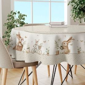 Toalha De Mesa Páscoa Estampada 1,50M Havan Casa - Coelho Jardim Bege
