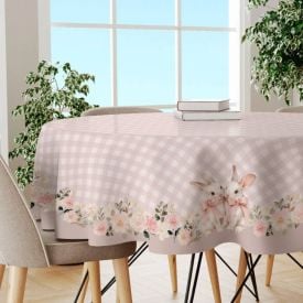 Toalha De Mesa Páscoa Estampada 1,50M Havan Casa - Coelho Laço Rosa