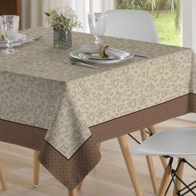 Toalha De Mesa 1,40 X 1,40 M Clean  Döhler - Desenho Café