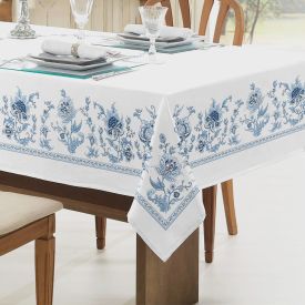 Toalha De Mesa 1,40 X 1,40 M Clean  Döhler - Chintz Azul Novo