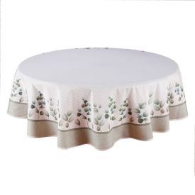 Toalha de Mesa Redonda Clean Renova Dohler - Flores Verde