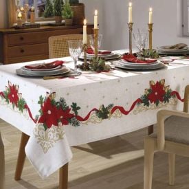 Toalha De Mesa Retangular Natal 1,60X2,50 M Döhler - Flores de Natal