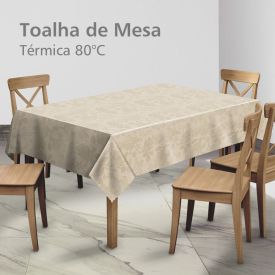 Toalha De Mesa Térmica 1,38X2,10 M Salehtex - Bege Jacquard