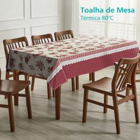 Toalha De Mesa Térmica 1,38X2,10 M Salehtex - Sophia Flores Rosa