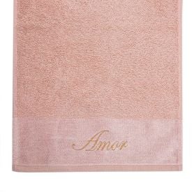 Toalha De Rosto Bordada Desejos - Veludo Rosa Amor