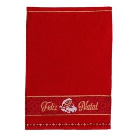 Toalha Lavabo Felpuda Natal 32 cm X 45 cm Havan Casa - Vermelho