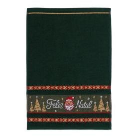 Toalha Lavabo Felpuda Sortido Natal 32 cm X 45 cm Havan Casa - Verde Selva