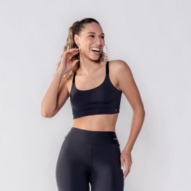Top Feminino Fitness Básico Scream Preto