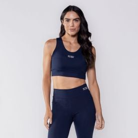 Top Feminino Fitness Costas Abertas Scream Azul