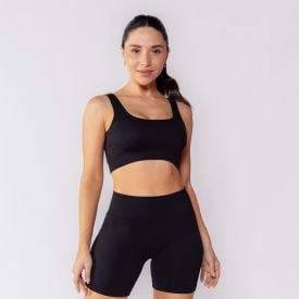 Top Feminino Fitness Sem Costura Scream Preto
