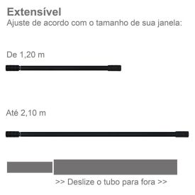 Varão Extensivo 1,20 À 2,10 m Cilindro Evolux - Preto