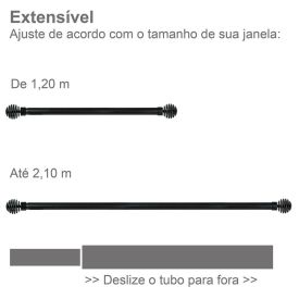 Varão Extensivo 1,20 A 2,10M Esfera Evolux - Preto
