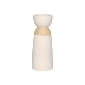 Vaso De Cerâmica Mikonos Sisal Hauskraft 20,5 Cm - Branco