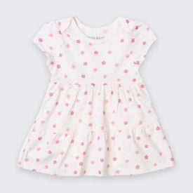 Vestido Bebê Menina Flores De Algodão Com Body Yoyo Baby Off White