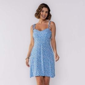 Vestido Feminino Curto Com Amarração Boby Blues Floral