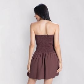 Vestido Feminino Curto Tomara Que Caia Boby Blues Marrom