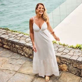 Vestido Feminino Longo De Algodão Boby Blues Off White