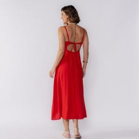 Vestido Feminino Midi Com Fenda Boby Blues Vermelho