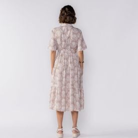 Vestido Feminino Midi De Botões Patricia Foster Estampado Fendi