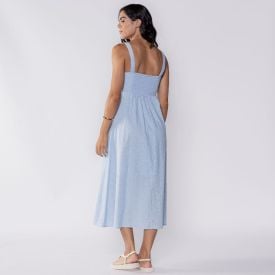 Vestido Feminino Midi De Laise Patricia Foster Soft Blue
