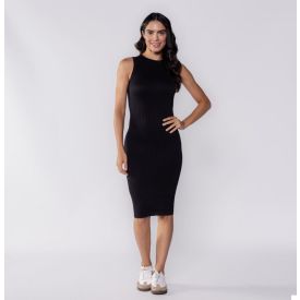 Vestido Feminino Midi Sem Costura Boby Blues Preto