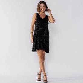 Vestido Feminino Regata De Paetê Boby Blues Preto