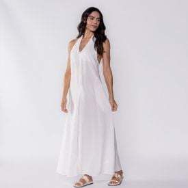 Vestido Longo Com Decote Nas Costas Patricia Foster Branco