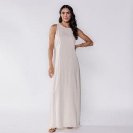 Vestido Longo Regata De Linho Patricia Foster Natural