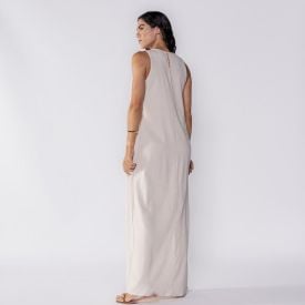 Vestido Longo Regata De Linho Patricia Foster Natural