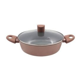 Wok Com Tampa De Vidro Malibu Casa 2,3 Litros - Moca Mousse