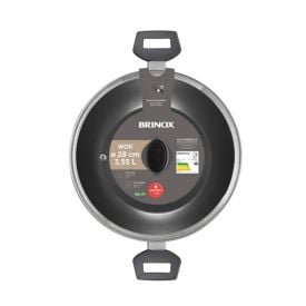 Wok com Tampa Ebony Brinox 28Cm - Preto