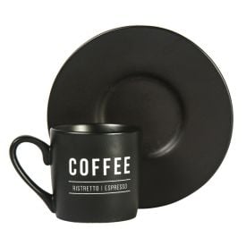 Xícara Com Pires Porcelana Manhattan Hauskraft 80 Ml - Preto