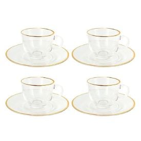 Jogo de Xícara Café Clássica 90Ml 8 Peças Hauskraft - Filete Dourado 