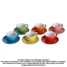 Xicara de Café com Pires Colors Lyor 80Ml - Sortido