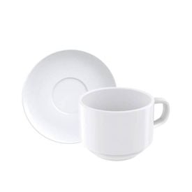 Xícara de Chá com Pires Porcelana Paola Tramontina 240Ml - Branco