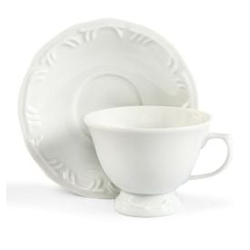 Xícara De Chá Com Pires De Porcelana Pomerode Schmidt 200 Ml - Branco