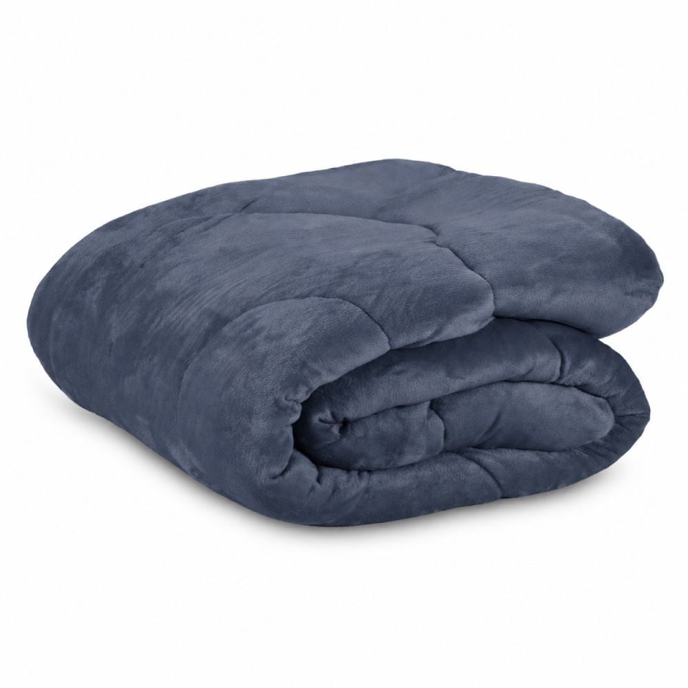 Edredom Casal Plush Inove Provence Havan Casa - Azul Mariner