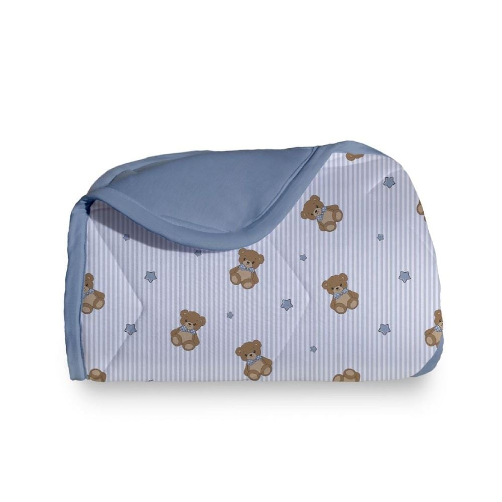 Edredom para Berço Malha 100% Algodão Havan Baby - Urso Azul